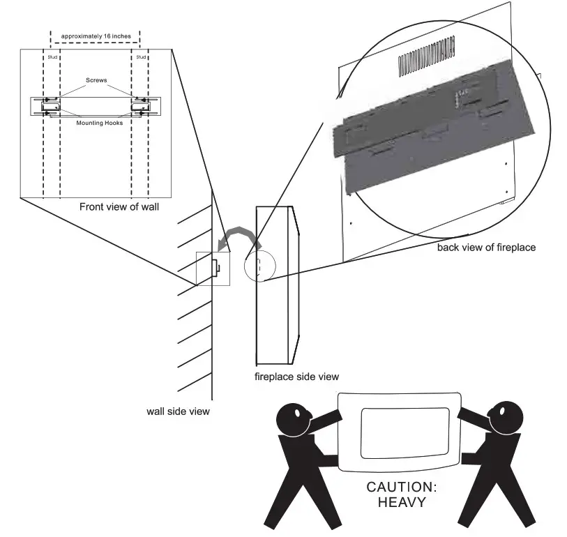 BLT-999W-3-S Curved Wallmount Electric Fireplace - INSTALLATION