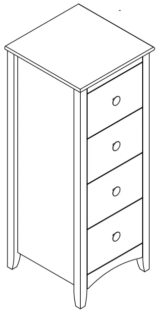 WF189265AAA Tall Chest of 4 Drawers White Bedside Cabinet Wood