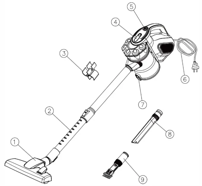 HYUNDAI HHE203201 Feather Stick Vacuum Cleaner - PART DESCRIPTION