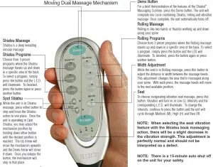 Homedics SBM-360 Shiatsu Massaging Cushion Instruction Manual and Warranty Information