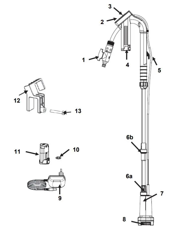 Westfalia 937373 Li-Ion Battery Rain Barrel Pump with Telescopic Suction Tube Instruction Manual - Product Overview