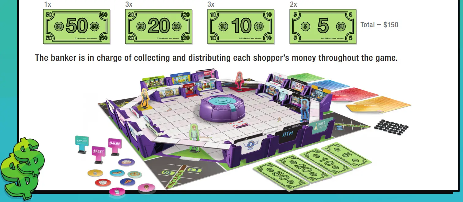 Hasbro E9827 Mall Madness The Classic Shopping Spree Game Instructions
