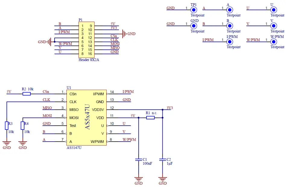 ams AS5047U Motor Board - Schematic