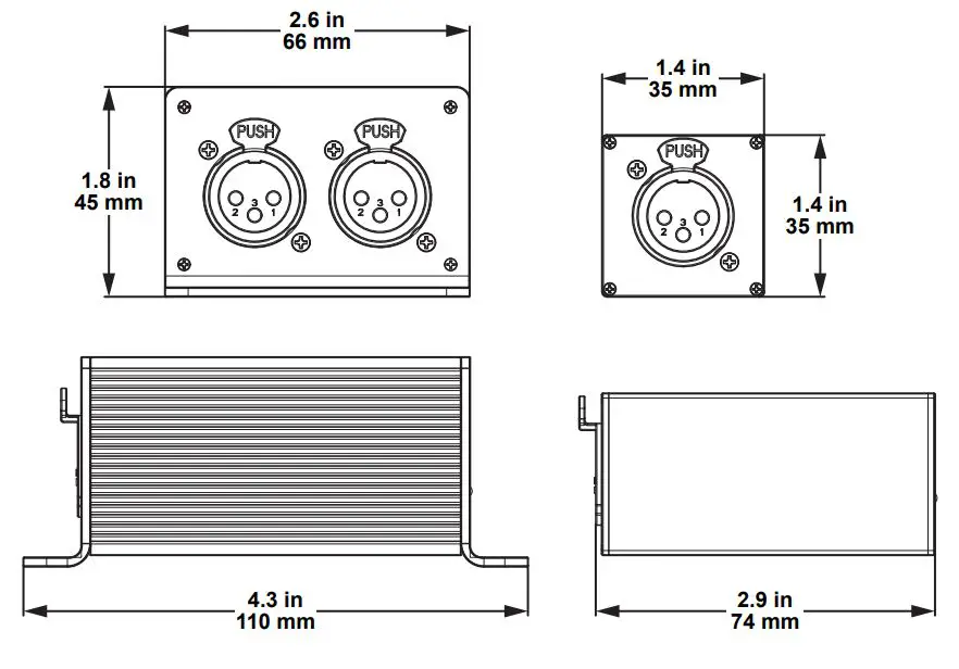 CHAUVET DJ USB to DMX Interface - Product Dimensions
