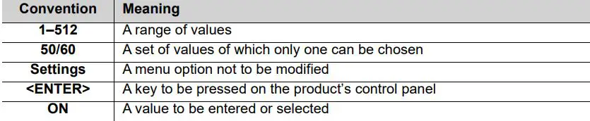 CHAUVET DJ USB to DMX Interface - Text Conventions