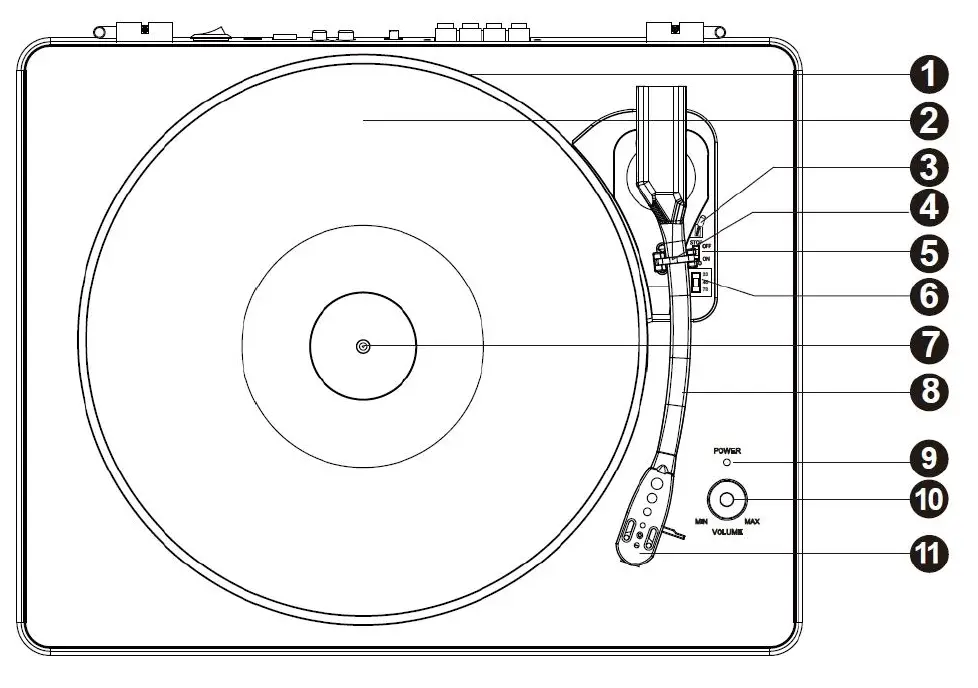 LP NO -1- LPSC-024 -Vintage -Bluetooth -Turntable -Player -with- Bookshelf -Speakers -fig 1