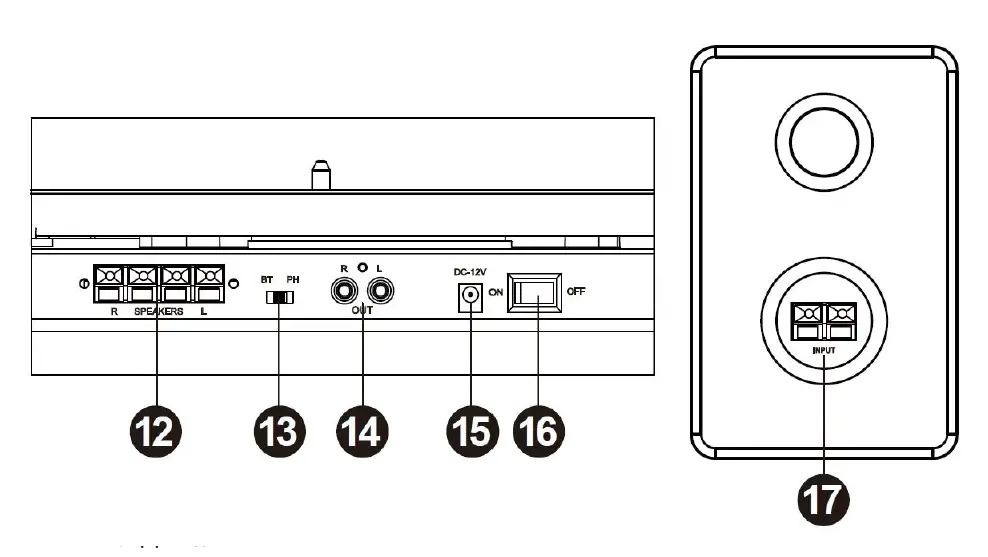 LP NO -1- LPSC-024 -Vintage -Bluetooth -Turntable -Player -with- Bookshelf -Speakers -fig 2