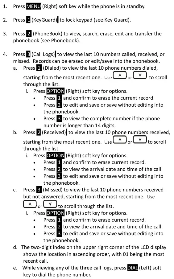 DuraFon PSL Digital Long Range Cordless System - Menu Operations-DuraFon PRO 2