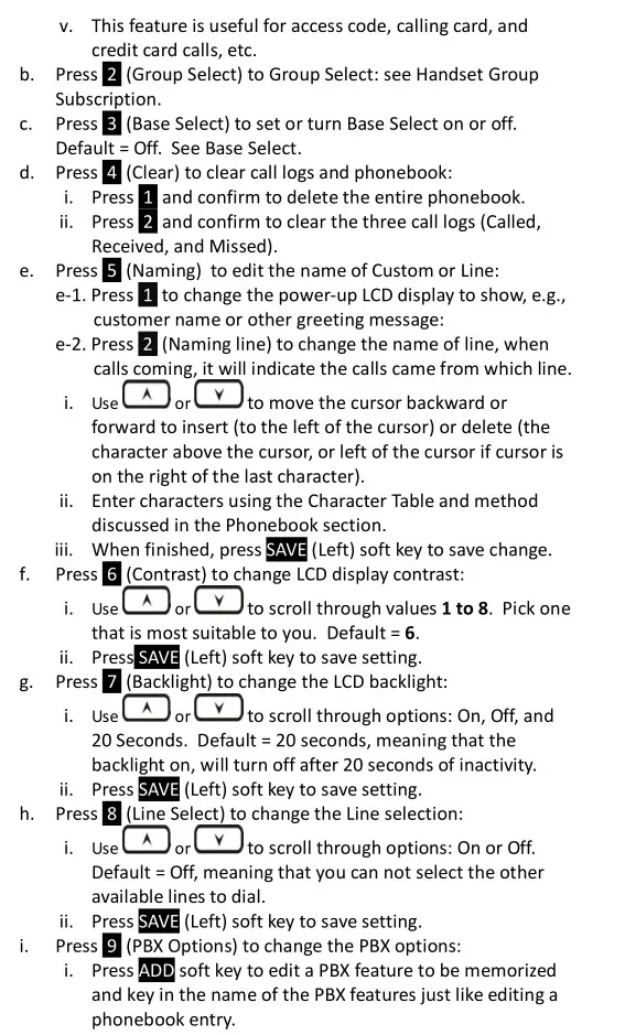 DuraFon PSL Digital Long Range Cordless System - Menu Operations-DuraFon PRO 4