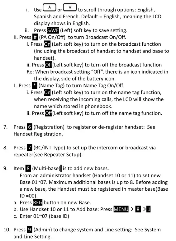 DuraFon PSL Digital Long Range Cordless System - Menu Operations-DuraFon PRO 6