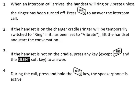 DuraFon PSL Digital Long Range Cordless System - Receiving an Intercom Call