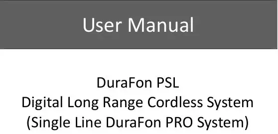 DuraFon PSL Digital Long Range Cordless System User Manual