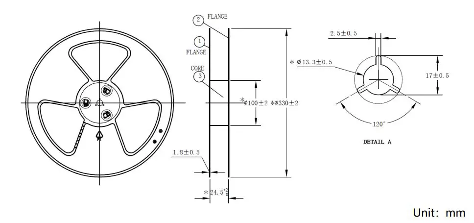 Goermico GSUB-0002 UWB Bluetooth Combo SiP Module User Manual - Dimensions of Reel