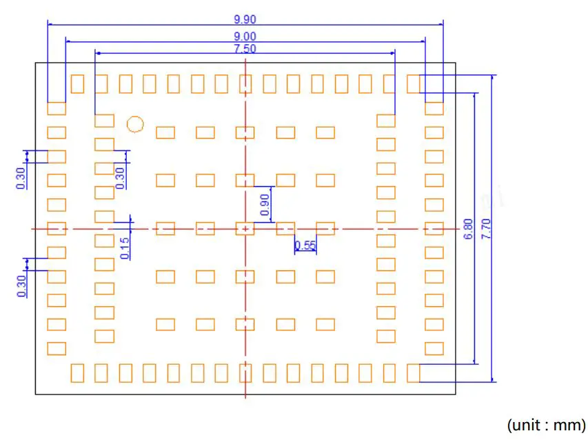 Goermico GSUB-0002 UWB Bluetooth Combo SiP Module User Manual - Recommend Footprint Pattern