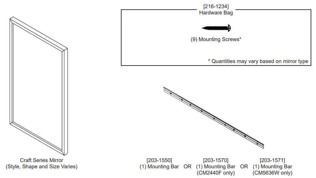 robern CM2430W20369 Wood Mirror with Metal Inlay PARTS