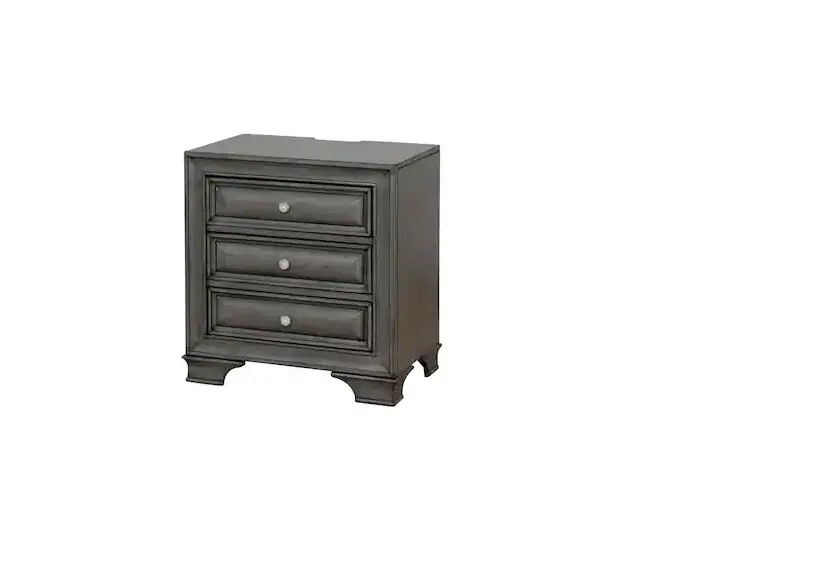 Aoibox Snmx2555 Gray Solid Wood 1pc Nightstand Nickel Round Knob Transitional Style 3-drawers Nightstand With Under Nightlight User Manual
