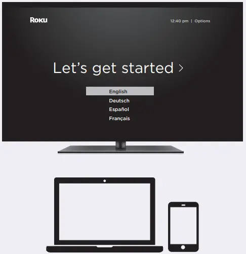Roku 3940RW Express 4K streaming player -on-screen setup