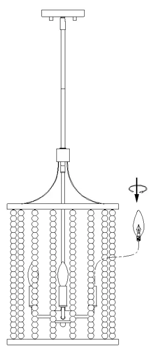 Uolfin A04811H4B Ely 4-Light Off-white and Matte Black Bohemian-Global Beaded Chandelier - fig 11