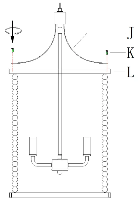Uolfin A04811H4B Ely 4-Light Off-white and Matte Black Bohemian-Global Beaded Chandelier - fig 5