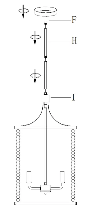Uolfin A04811H4B Ely 4-Light Off-white and Matte Black Bohemian-Global Beaded Chandelier - fig 6