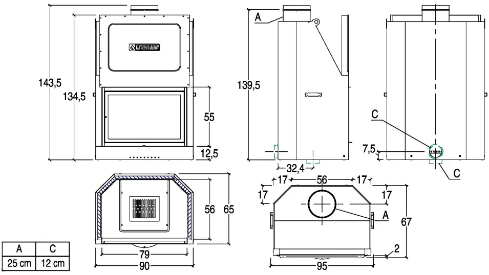 PIAZZETTA MA 261 SL Firebox Vertically Sliding Door - icon