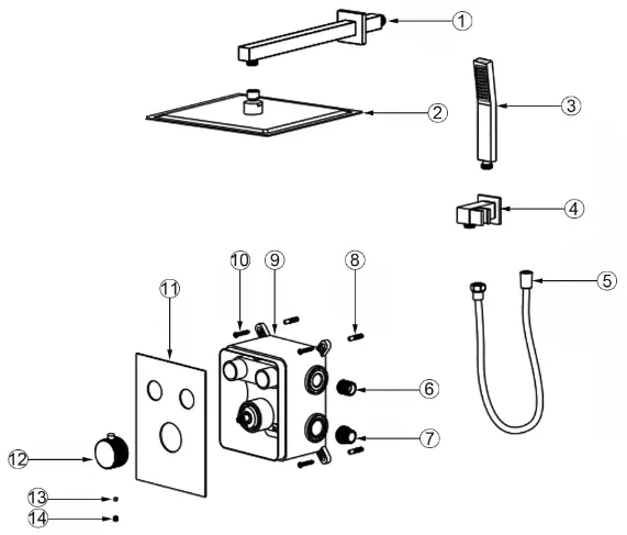 MODLAND MDSS98015VK Thermostatic Shower System with Rough in Valve - before