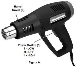 WARRIOR 1500 Watt Dual Temperature Heat Gun 56434--Contro
