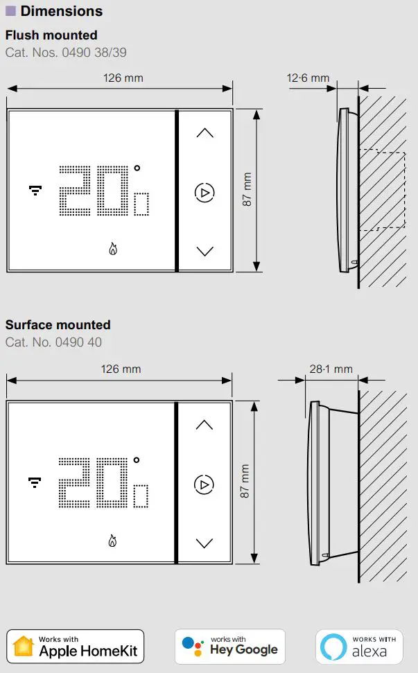 legrand 049039 Connected Thermostat Smarther with Netatmo Flush Mounting User Guide - Dimensions