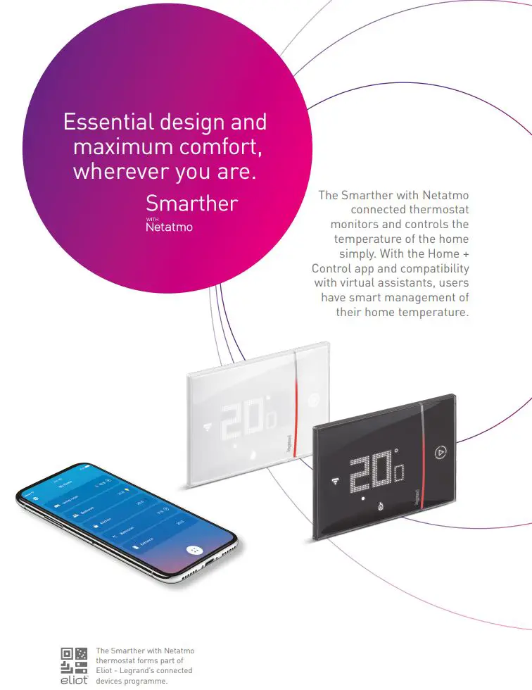 legrand 049039 Connected Thermostat Smarther with Netatmo Flush Mounting User Guide - Essential design
