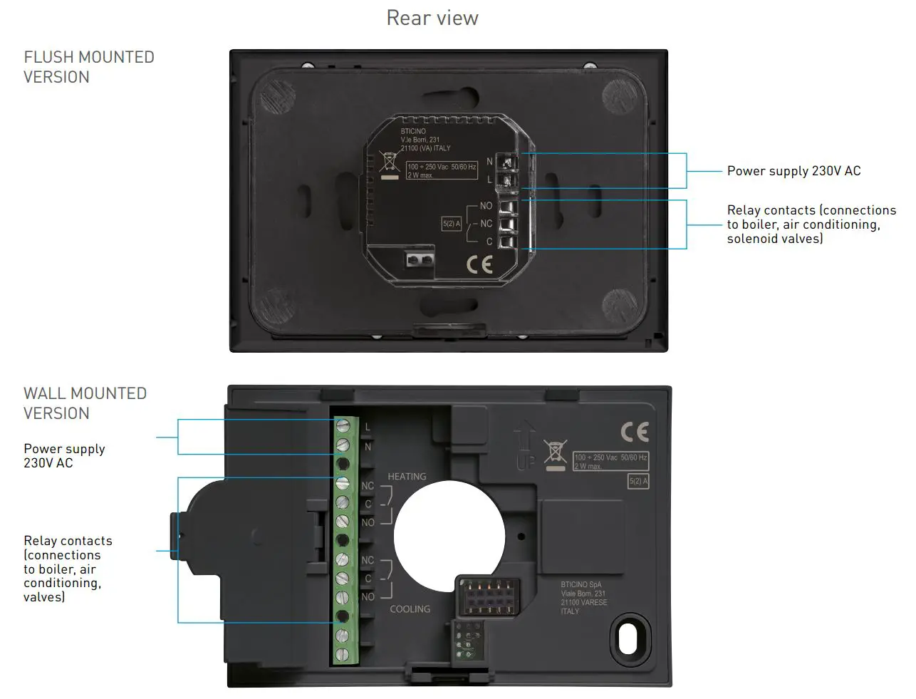 legrand 049039 Connected Thermostat Smarther with Netatmo Flush Mounting User Guide - Rear view