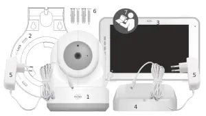 ELRO BC3000 Baby Monitor Royale HD Babyphone with 27.7 cm Touchscreen and App - Box content