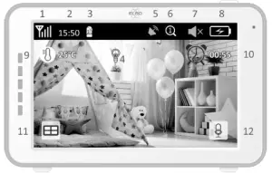 ELRO BC3000 Baby Monitor Royale HD Babyphone with 27.7 cm Touchscreen and App - Monitor symbols