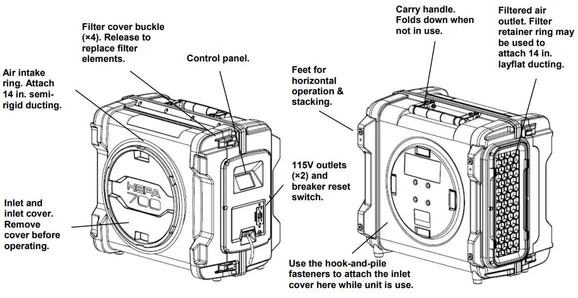 DRI-EAZ HEPA 700 Air Scrubber User Guide - Parts Identification