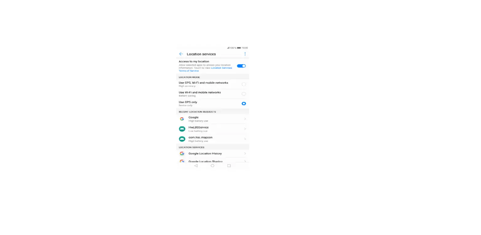 Enabling Location Access - Huawei Mate 10
