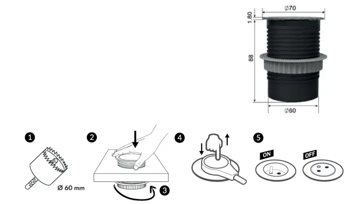 Solight PP127 Built-in Power Socket with a Cable