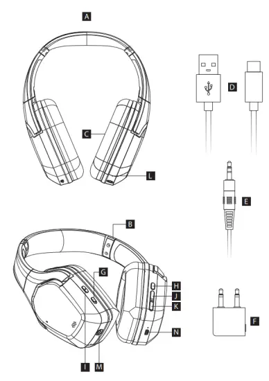 ione A02BT Wireless Hi Resolution Active Noise Canceling Headphones - fig