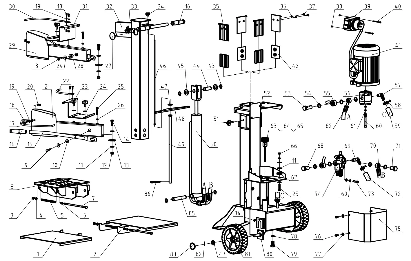 HL730 Log splitter Exploded View