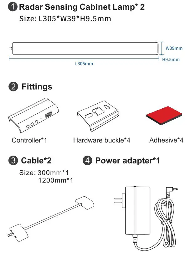 BASON LIGHTING LC211 Radar Sensing Cabinet Lamp User Manual - Product Fittings
