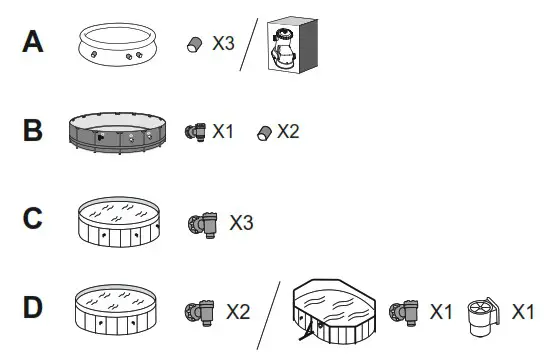 Bestway 58647E Flowclear 1500 gallon Transparent Filter Pump - POOL SUCTION FITTING 3