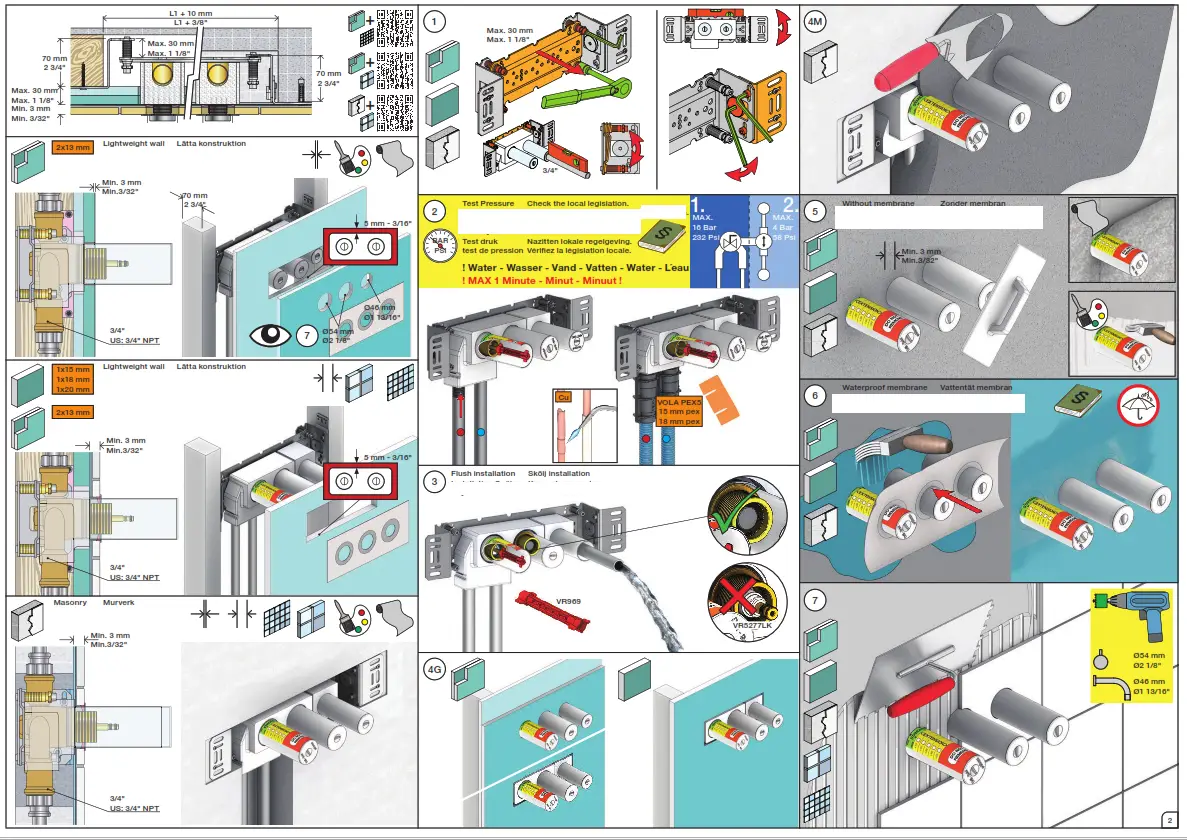 vola 5400DV Thermostatic Mixer and Diverter in Natural Brass - fig2.