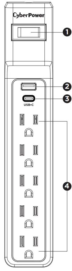 MP1089SSW 5 Outlet Surge Protector Feature