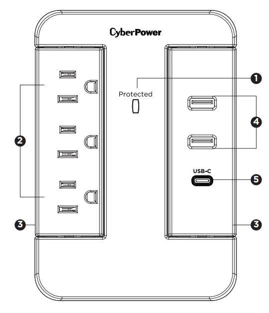 MP1089SSW 5 Outlet Surge Protector Feature