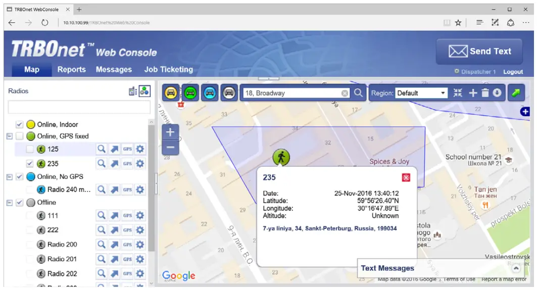 Radio Coordinates and Address