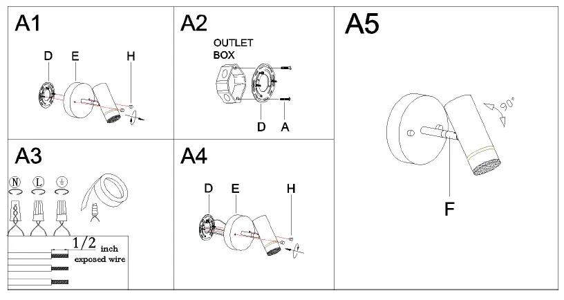 ZEVNI A04423 Davet 6 Inch LED Wall Sconce 3