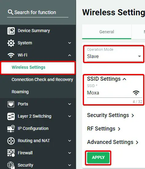 MOXA AWK 4252A Series Read Out Instrumentation - Configuring 12