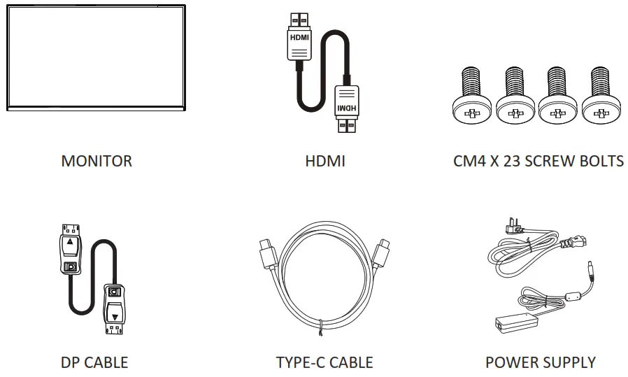 electriQ eiQ-27CVQHD165IFSGHLD 27 Inch QHD 165Hz Curved Monitor - WHAT’S INCLUDED 1