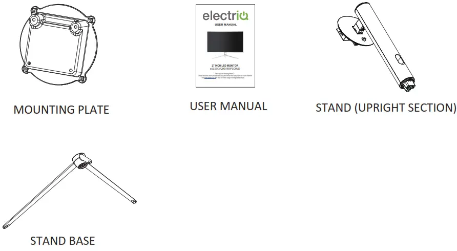 electriQ eiQ-27CVQHD165IFSGHLD 27 Inch QHD 165Hz Curved Monitor - WHAT’S INCLUDED 2