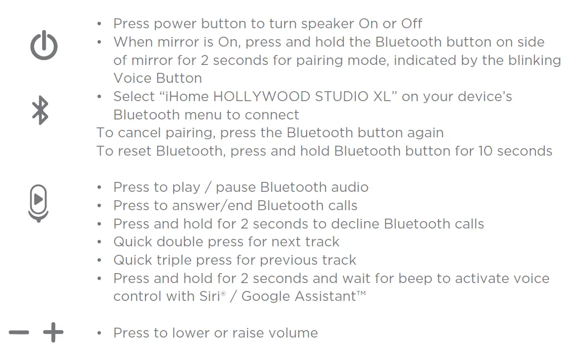 iHOME iCVBT500 Hollywood Studio XL Vanity Mirror FIG 6