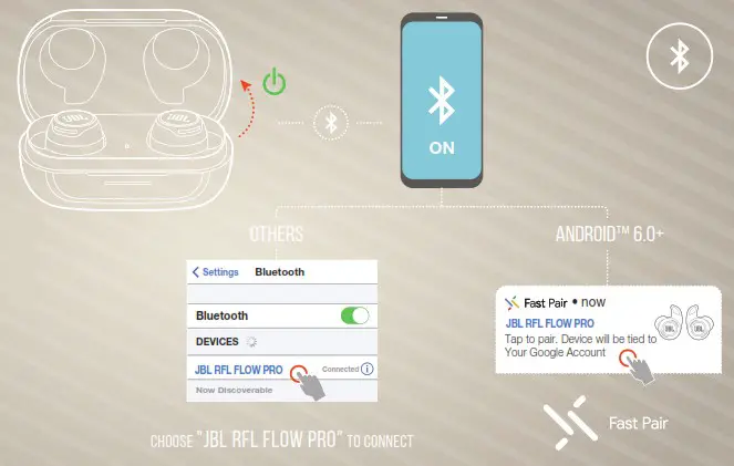 JBL IPX8 Reflect Flow Pro Plus - power on CONNECT