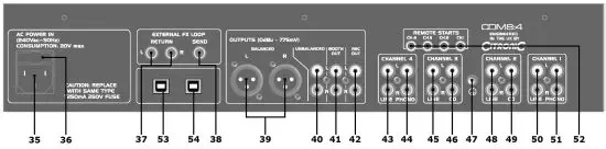 citronic USB Rack Mixer - Rear Pane